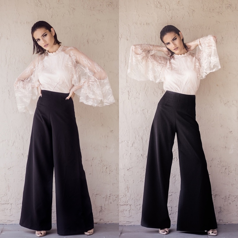 Black High Waist Wide Leg Palazzo Pants